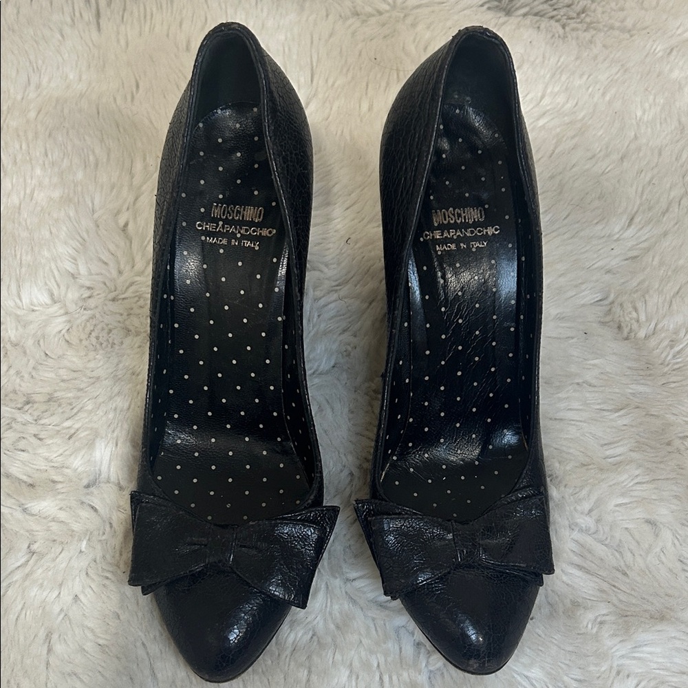 Moschino Black Women's Shoes with Bow Accent